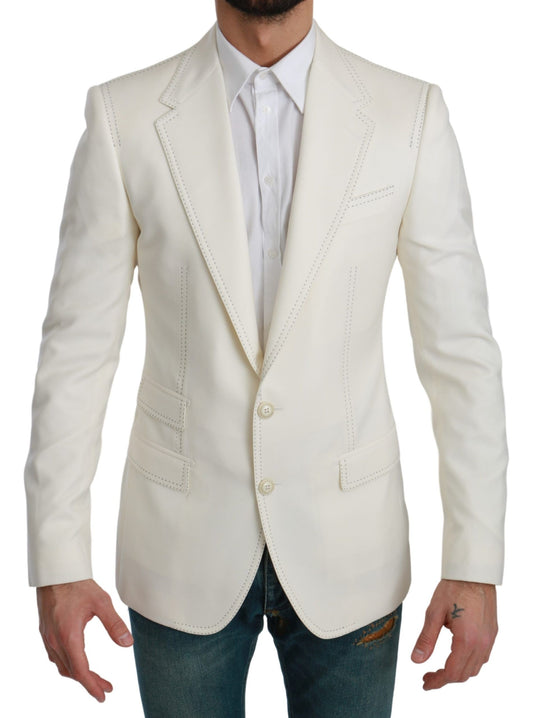 Dolce &amp; Gabbana SICILIA Cremefarbener einreihiger formeller Blazer