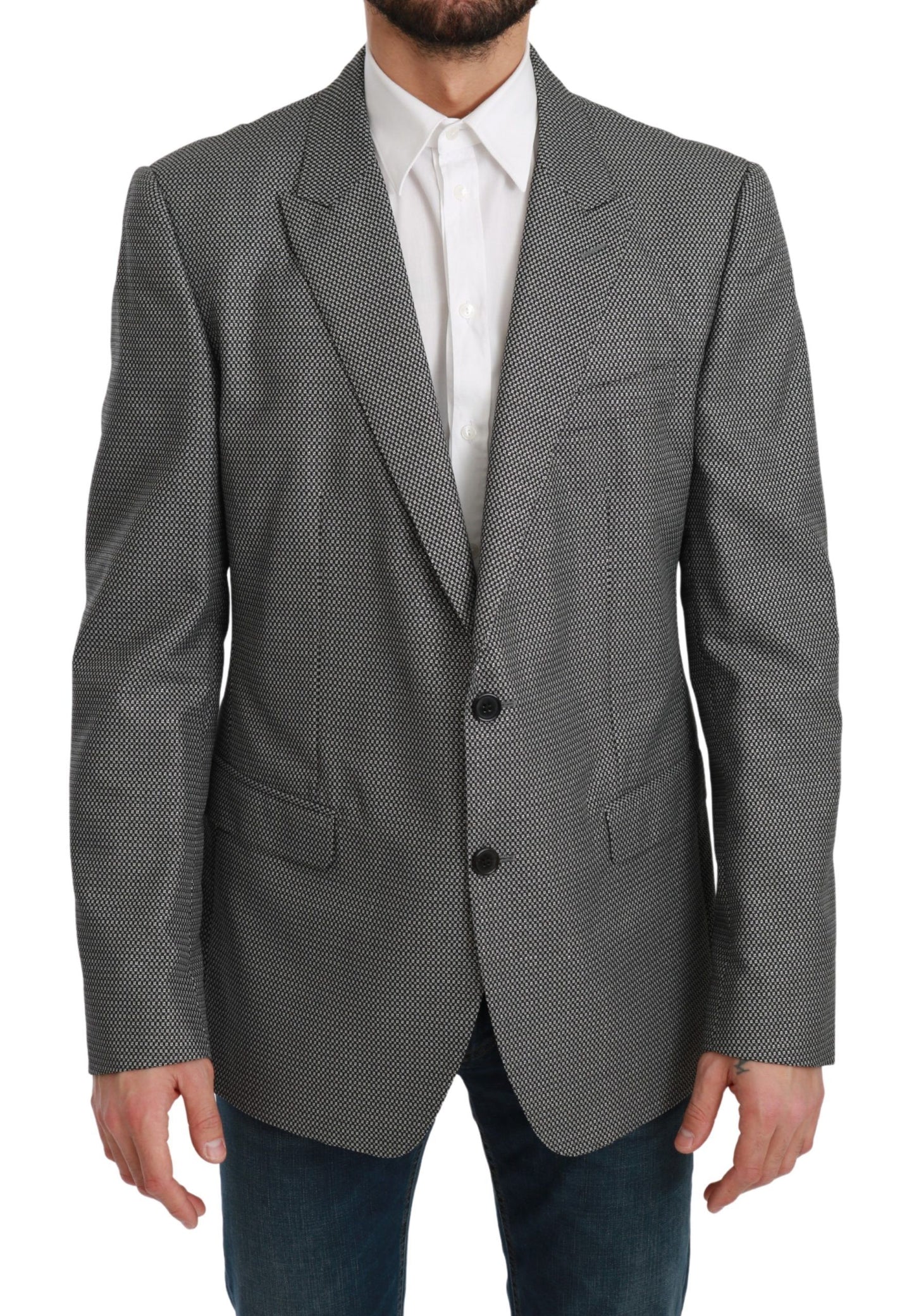 Dolce &amp; Gabbana Grey Slim Fit Formal MARTINI Blazer