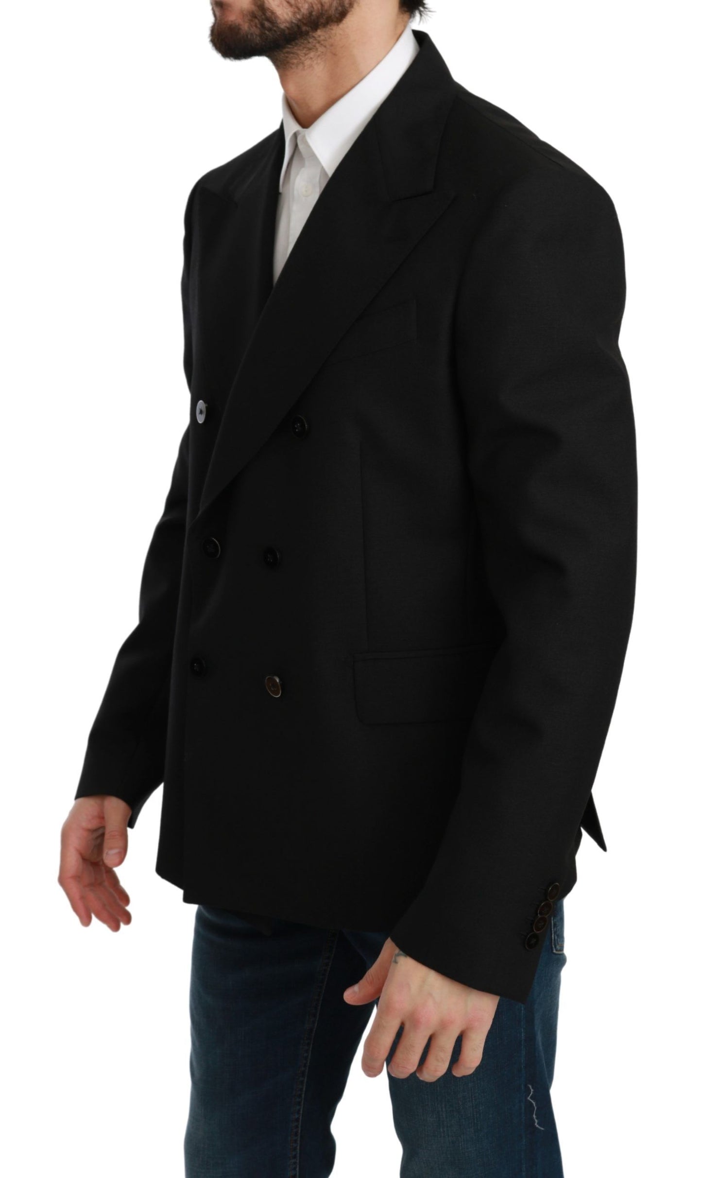 Dolce &amp; Gabbana Black Slim Fit Jacket Coat Wool Blazer