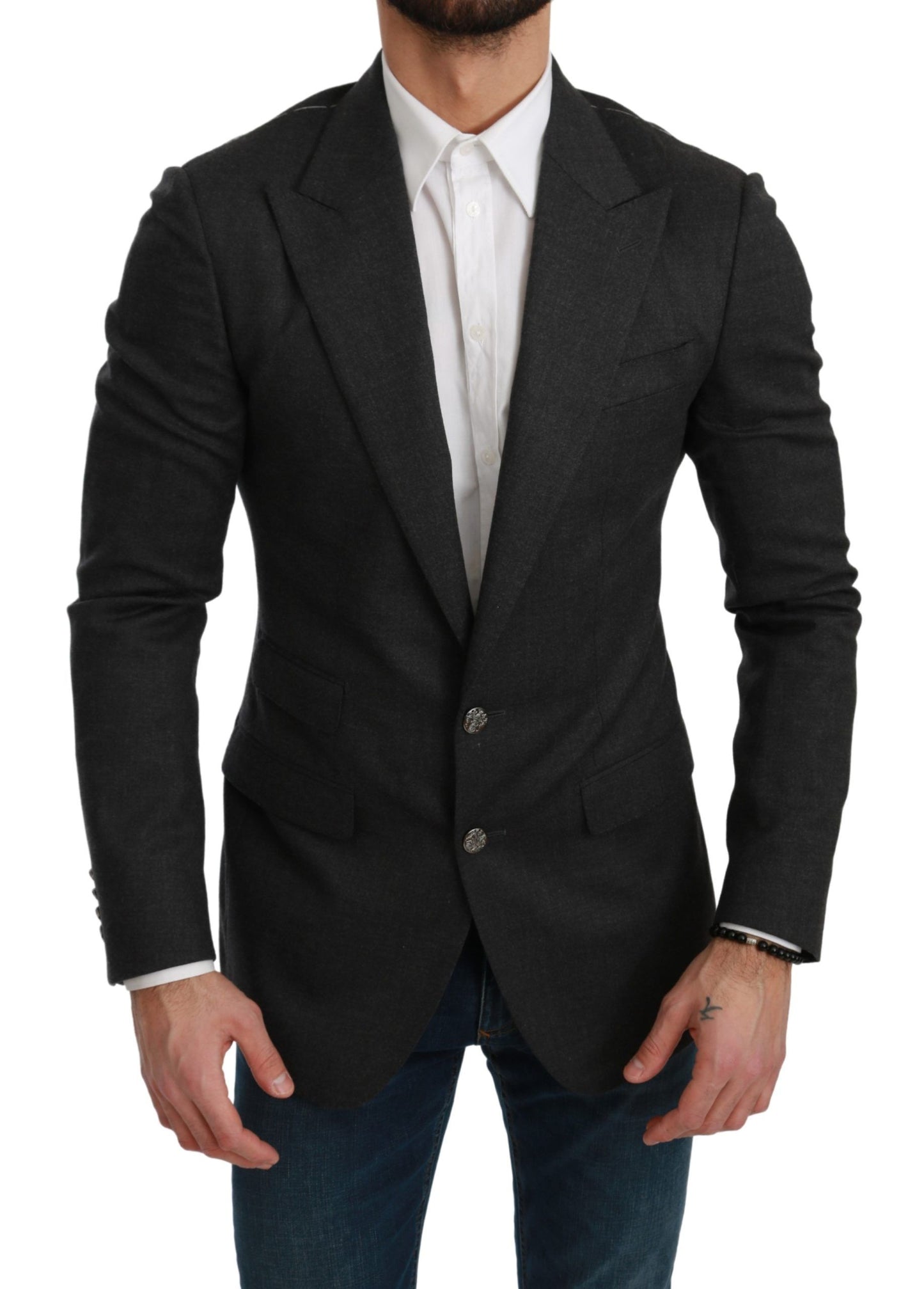 Dolce &amp; Gabbana Grey NAPOLI Slim Fit Jacket Wool Blazer