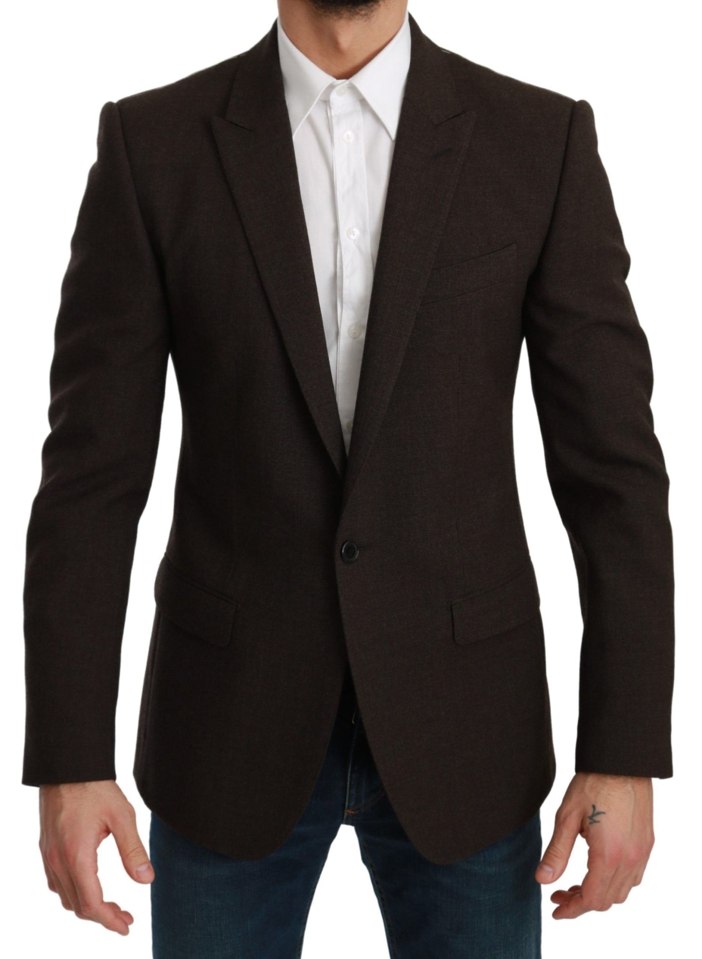 Dolce &amp; Gabbana Brown Slim Fit Manteljacke MARTINI Blazer