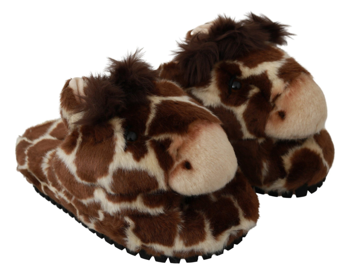 Dolce &amp; Gabbana Brown Giraffe Slippers Flats Sandals Shoes