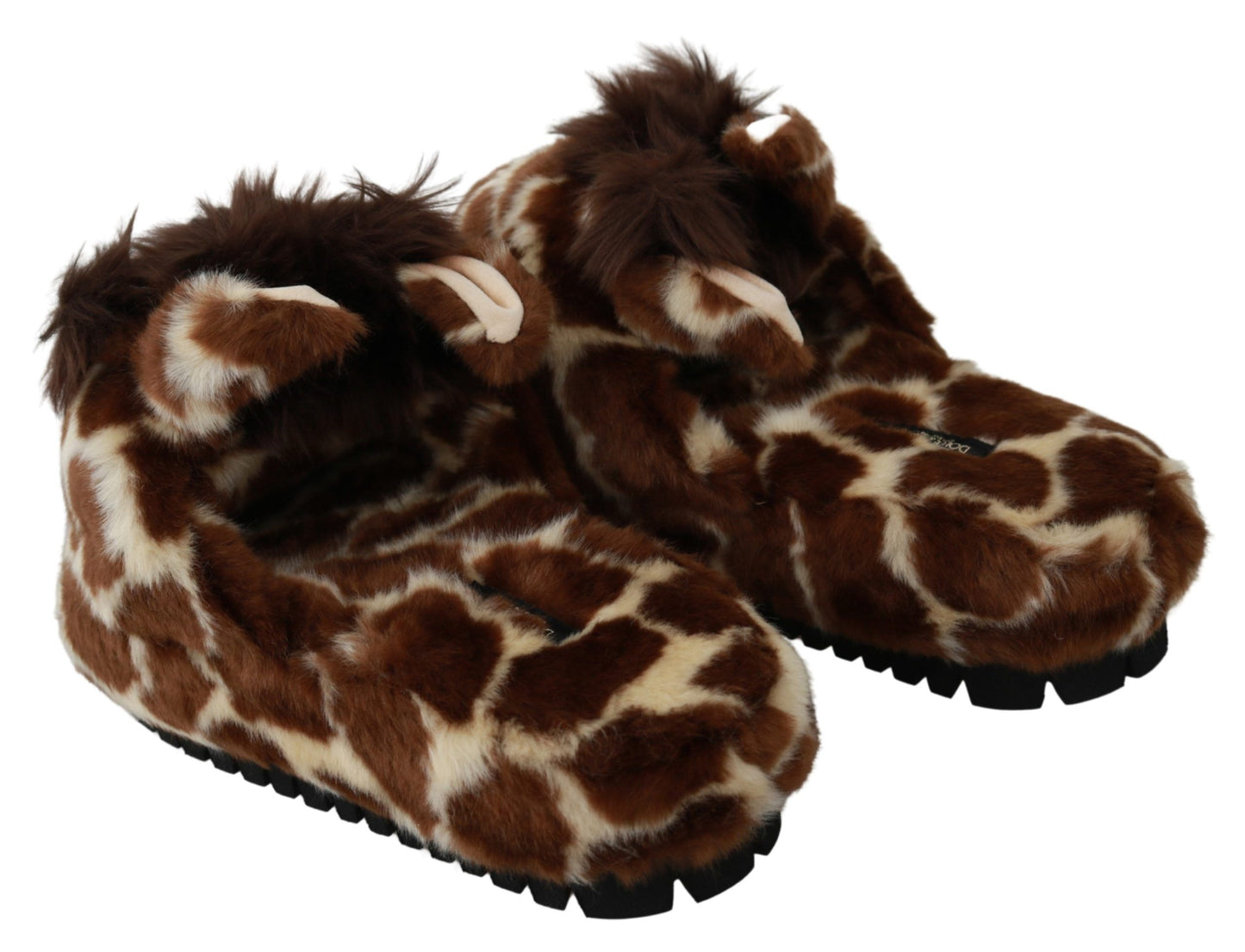 Dolce &amp; Gabbana Brown Giraffe Slippers Flats Sandals Shoes