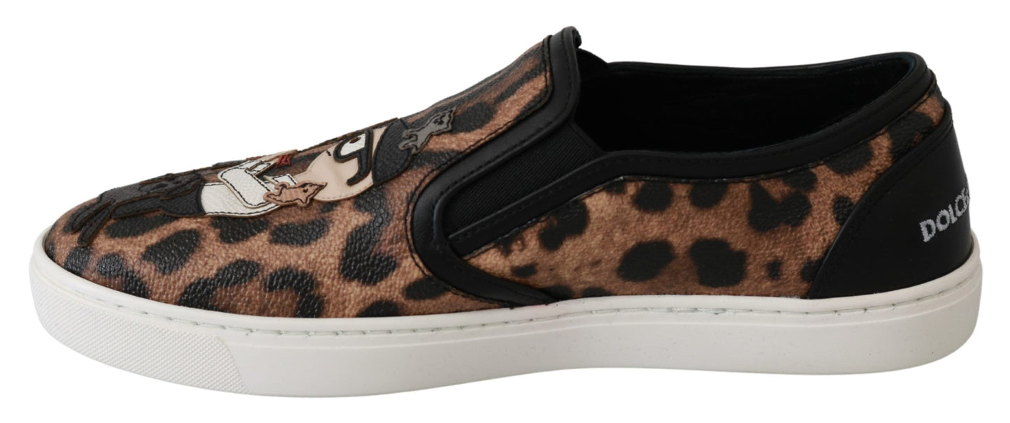 Dolce &amp; Gabbana Leather Leopard #dgfamily Loafers Shoes