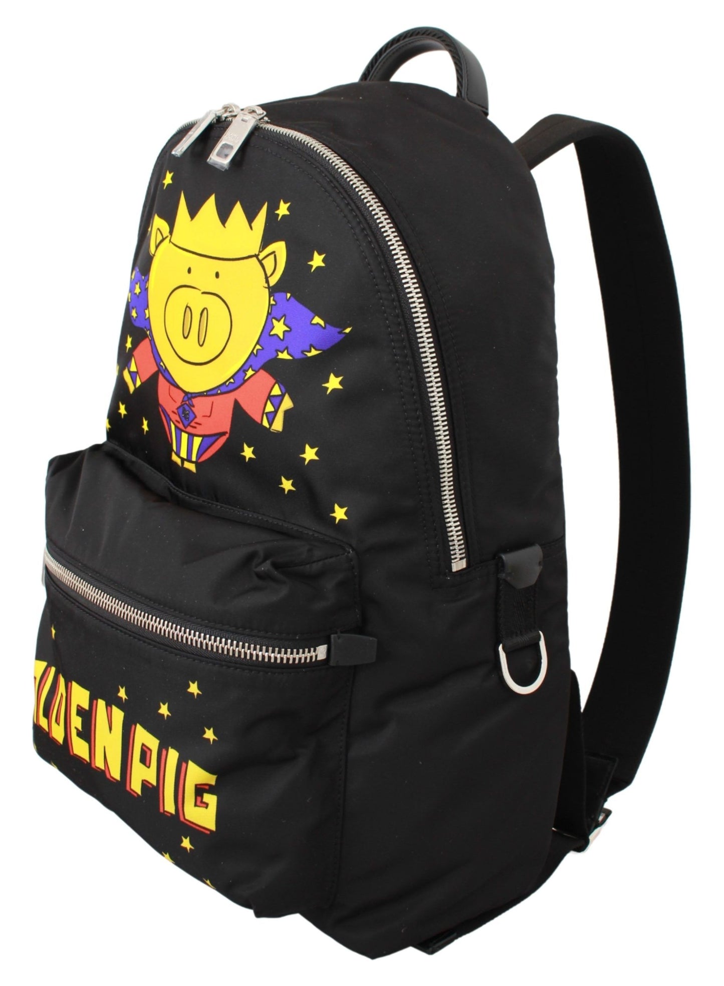 Dolce &amp; Gabbana Black Golden Pig of the Year School Backpack