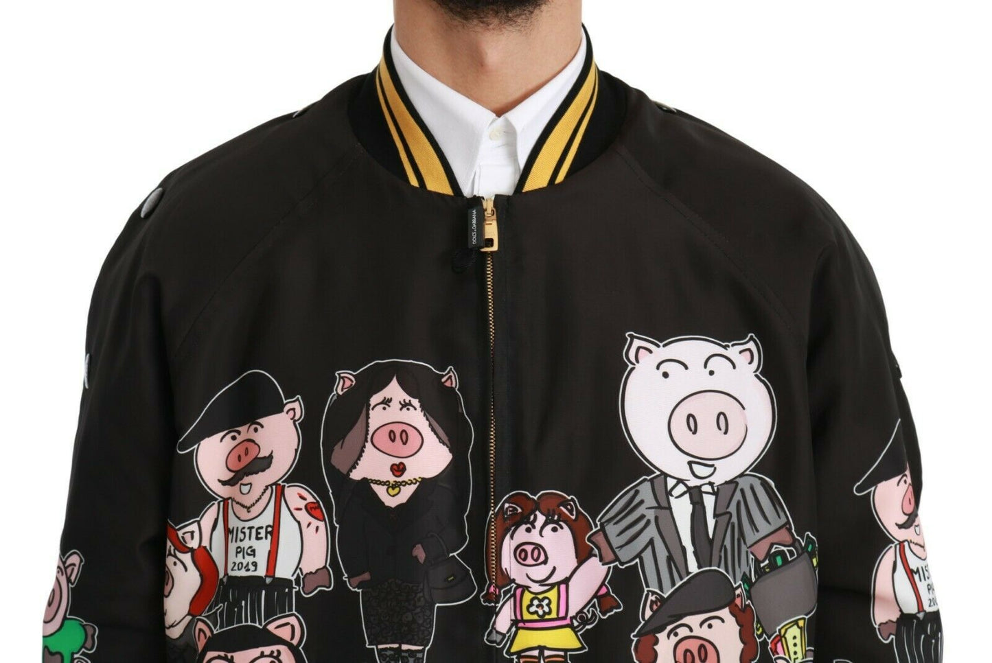 Dolce &amp; Gabbana Black YEAR OF THE PIG Bomber Jacket