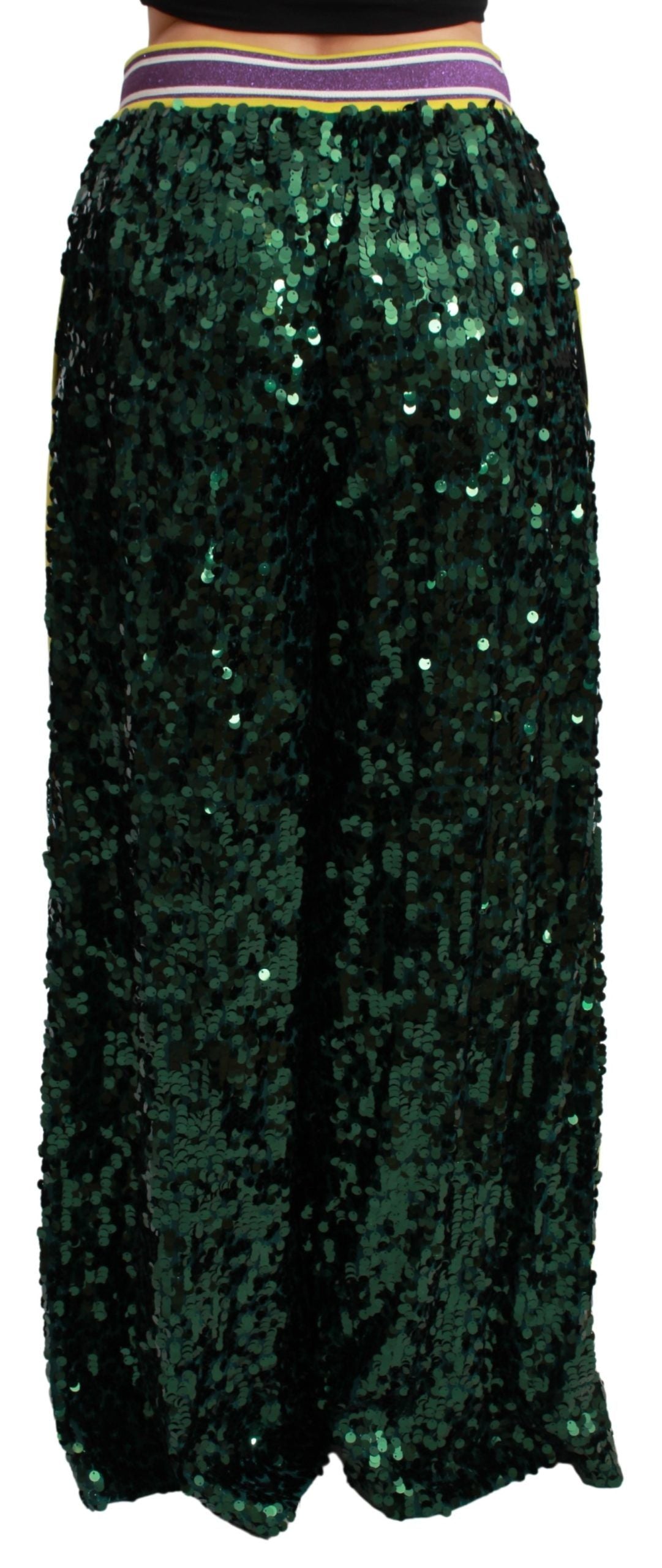 Dolce &amp; Gabbana Green Sequin Trousers Queens Angel Pants