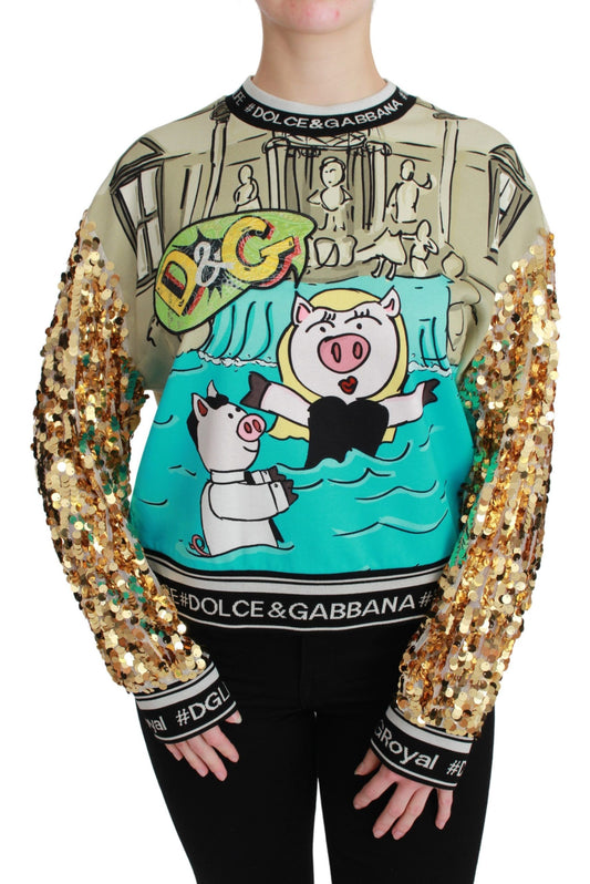 Dolce &amp; Gabbana Year of the Pig Sequined Top Sweater