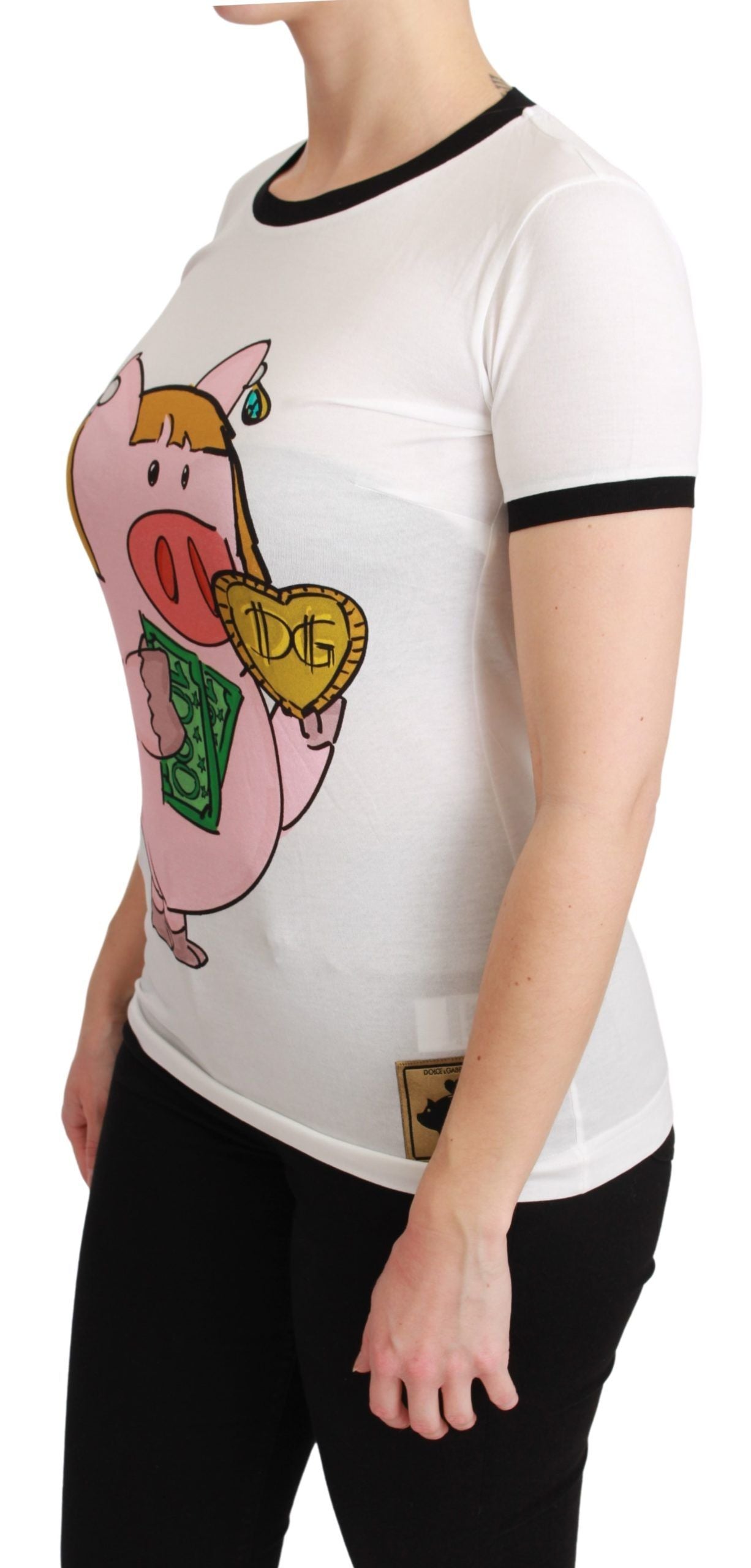 Dolce &amp; Gabbana White YEAR OF THE PIG Top Cotton T-shirt