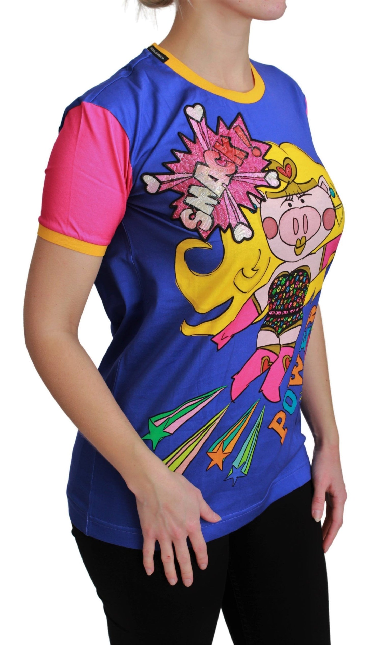 Dolce &amp; Gabbana Purple PIG SUPERGIRL Top Baumwoll-T-Shirt