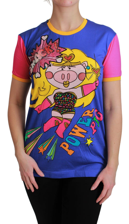 Dolce &amp; Gabbana Purple PIG SUPERGIRL Top Baumwoll-T-Shirt