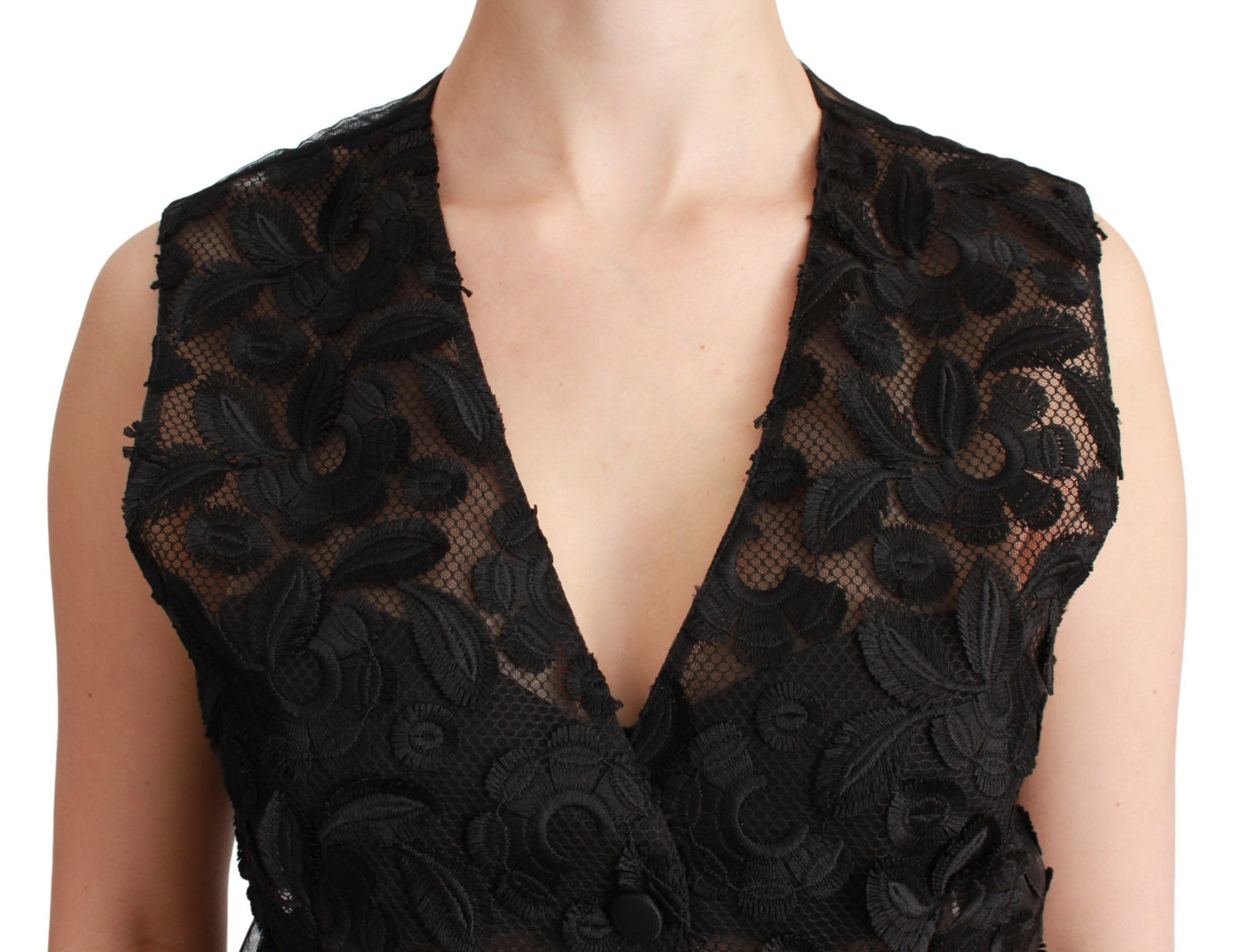 Dolce &amp; Gabbana Black Floral Brocade Top Gilet Waistcoat