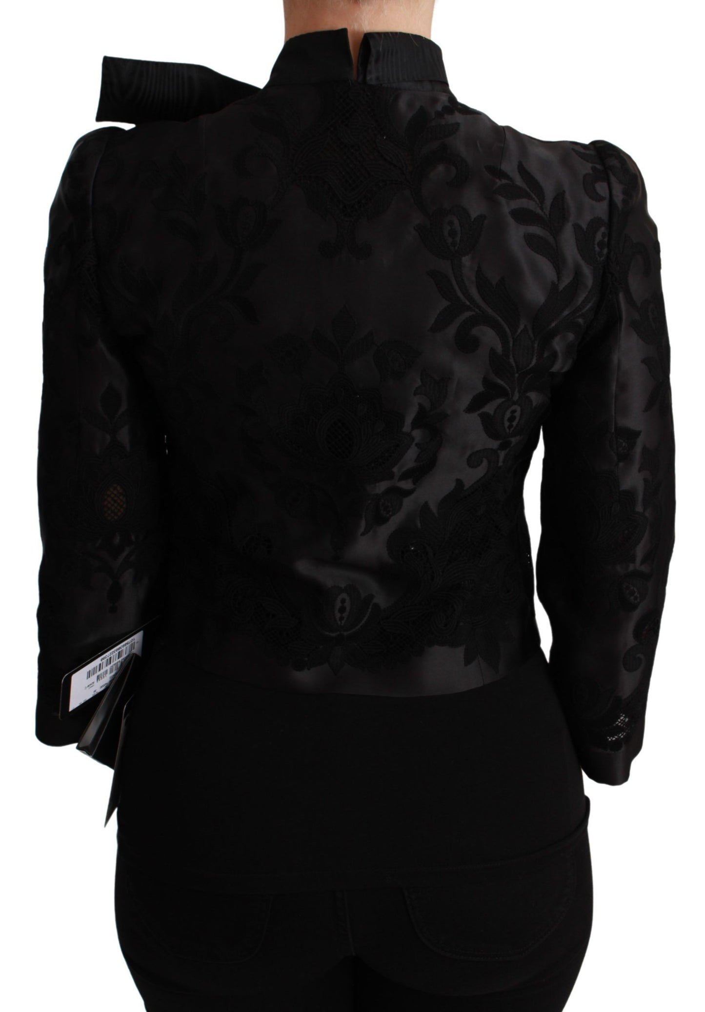 Dolce &amp; Gabbana Black Floral Jacquard Blazer Silk Jacket