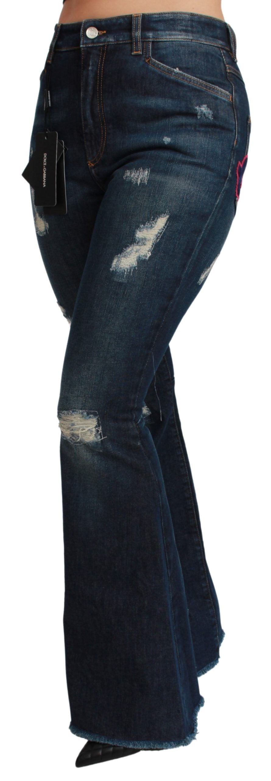 Dolce &amp; Gabbana Blue Denim Cotton Stretch Flared Jeans