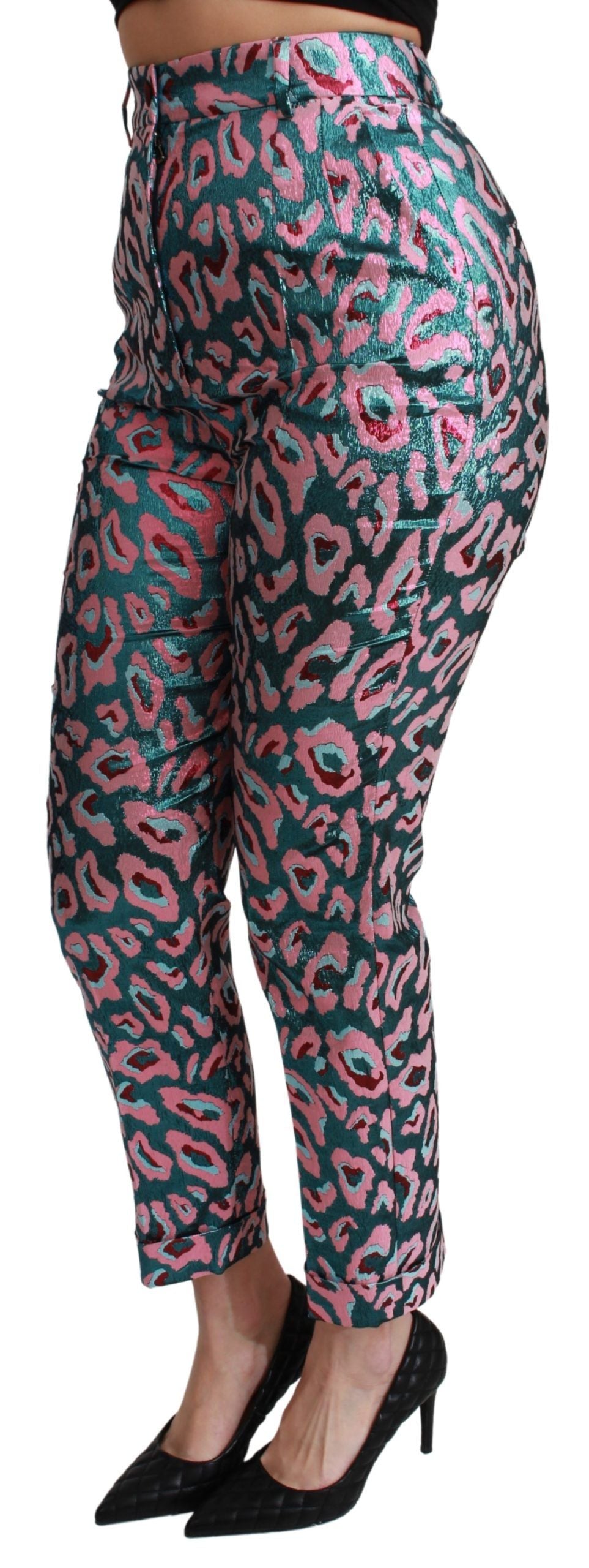 Dolce &amp; Gabbana Multicolor Patterned Cropped High Waist Pants