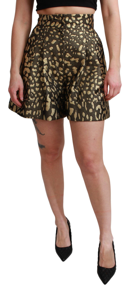 Dolce &amp; Gabbana Black Gold High Waist Mini Cotton Shorts