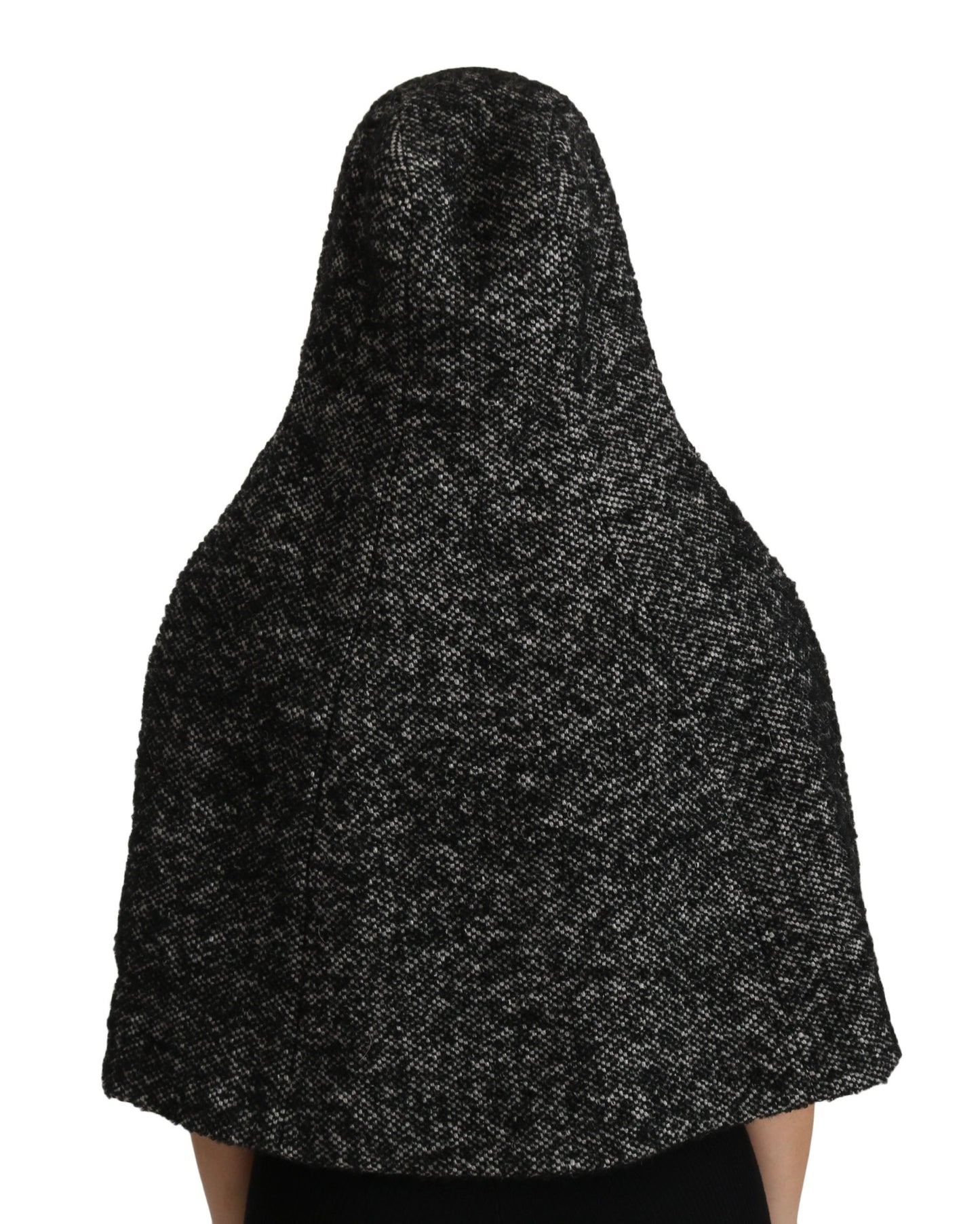 Dolce &amp; Gabbana Grey Tweet Wool Shoulder Hat Hooded Scarf