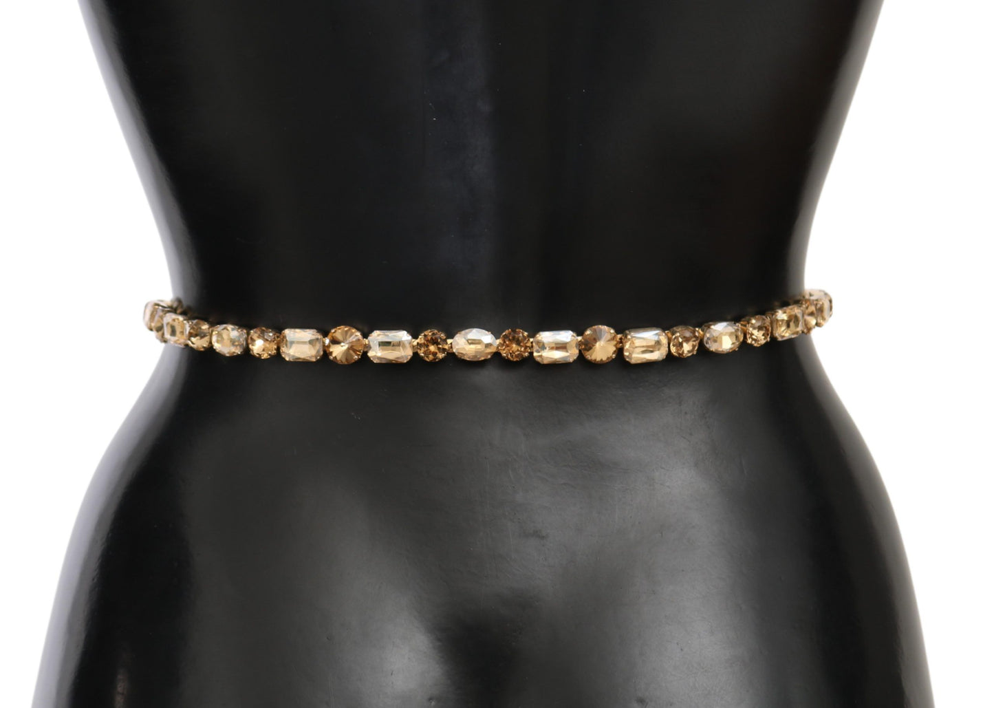 Dolce &amp; Gabbana White Leather Crystals Waist Belt