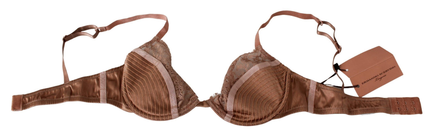 Ermanno Scervino Nude Lace Push-Up-Unterwäsche aus Seide