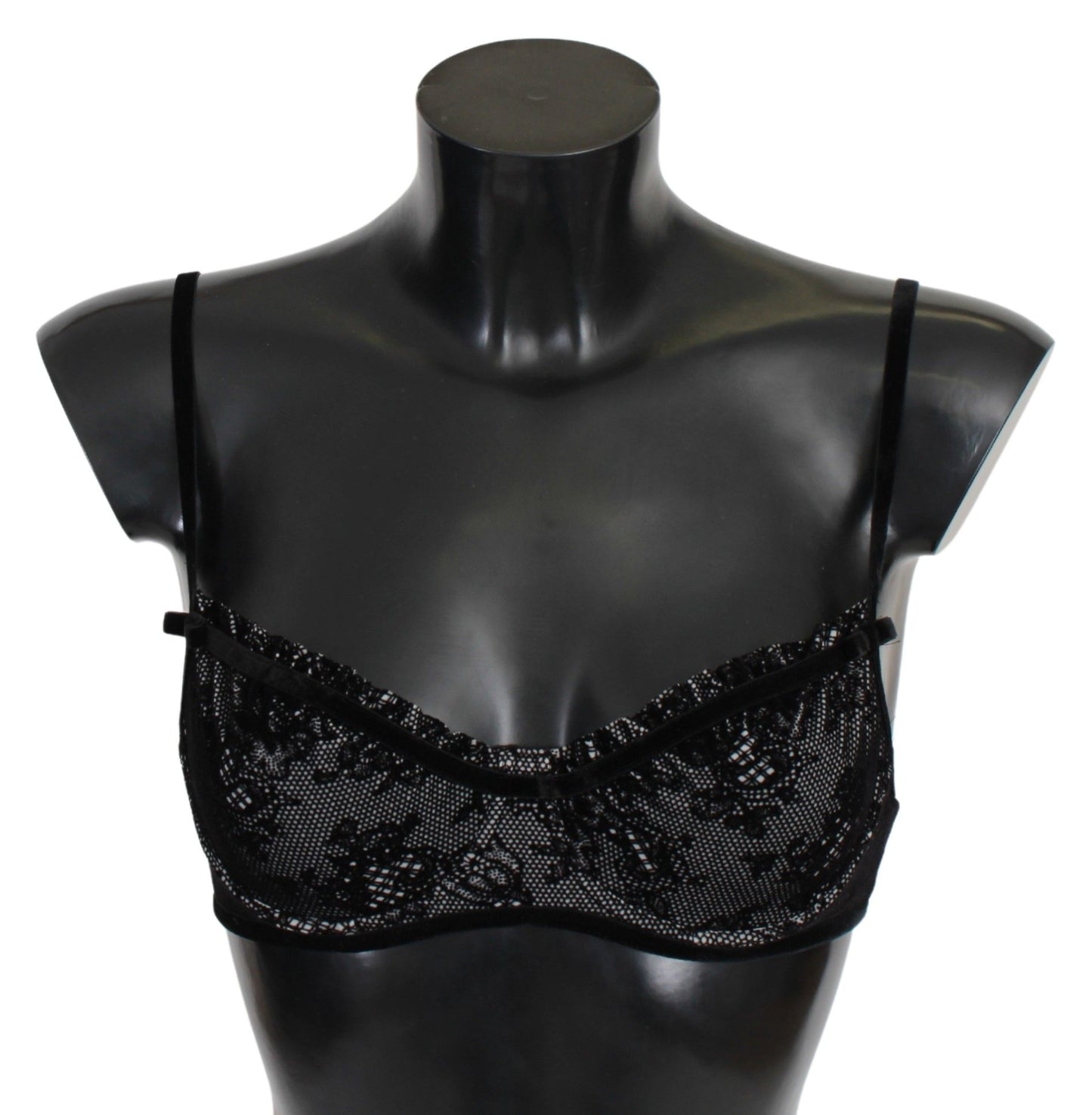 Ermanno Scervino Black Mesh Balconcino Bra Nylon Underwear