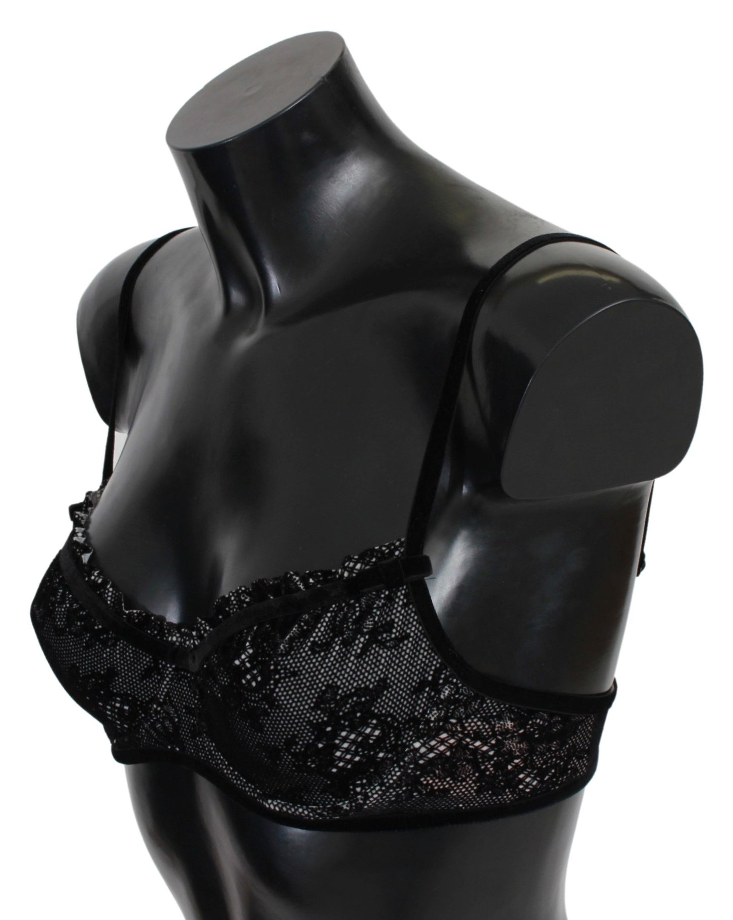 Ermanno Scervino Black Mesh Balconcino Bra Nylon Underwear