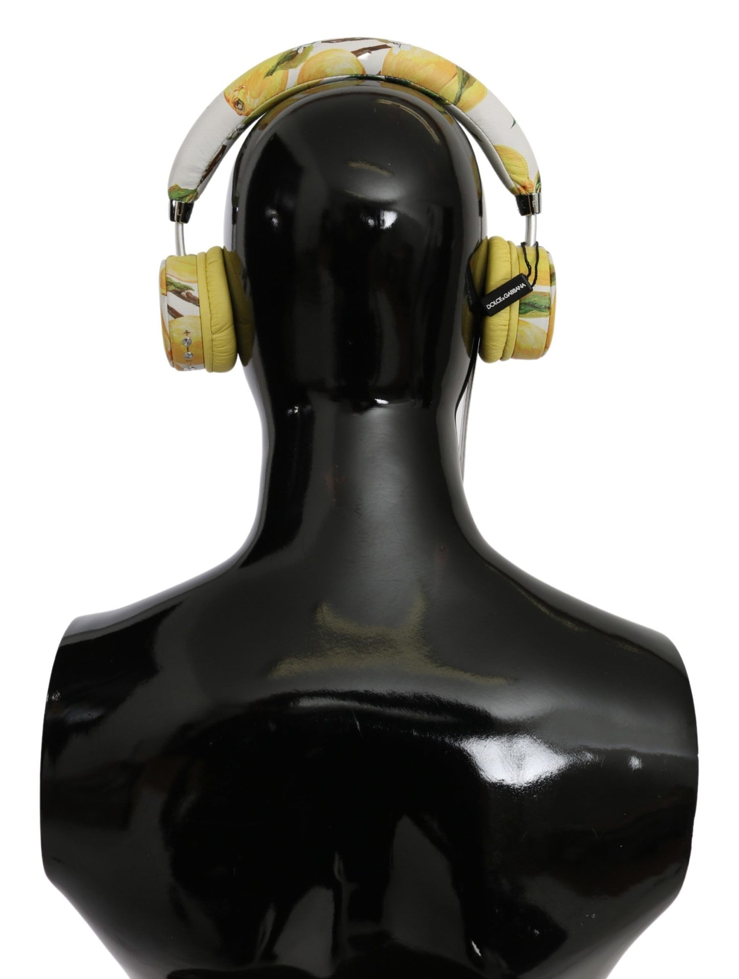 Dolce &amp; Gabbana White Yellow Lemon Print Headset Headphones