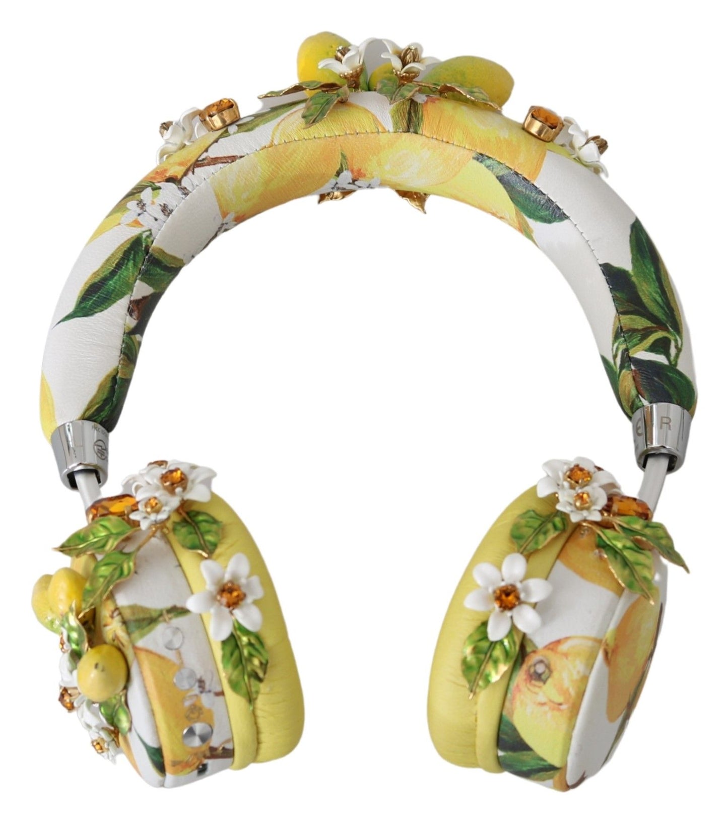 Dolce &amp; Gabbana Yellow Lemon Crystal Floral Headset Headphones