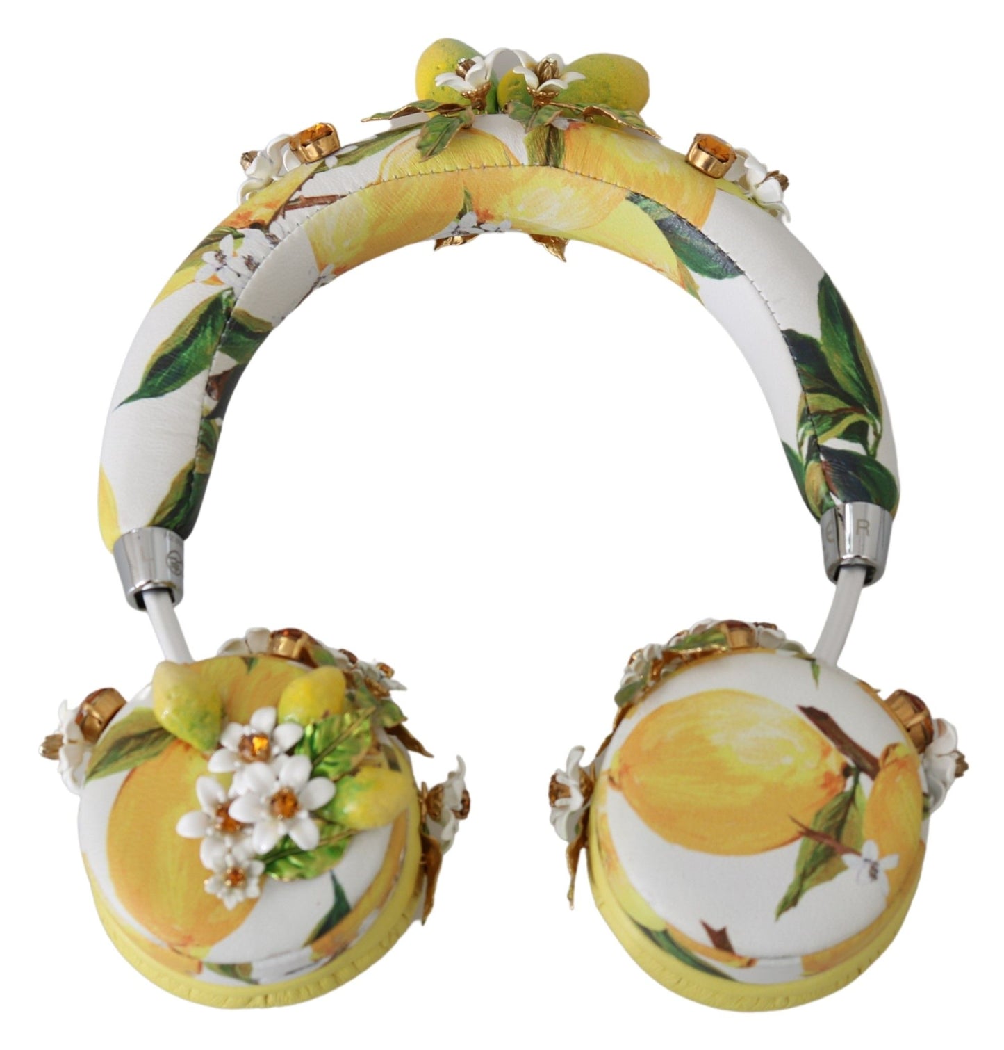 Dolce &amp; Gabbana Yellow Lemon Crystal Floral Headset Headphones