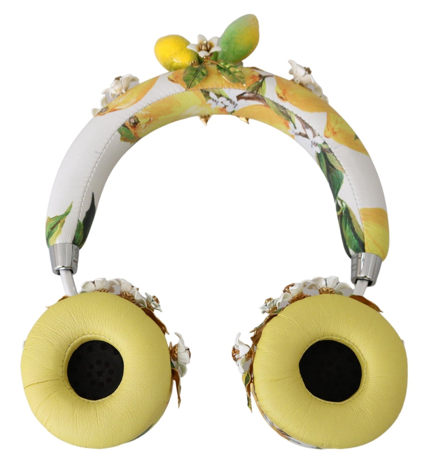 Dolce &amp; Gabbana Headset-Kopfhörer mit gelbem Zitronenkristall und Blumenmuster