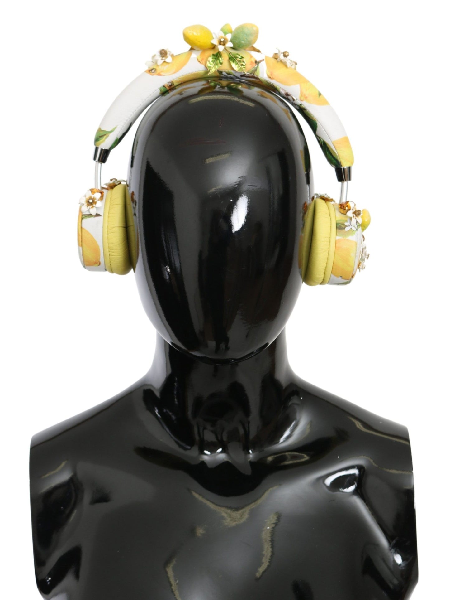 Dolce &amp; Gabbana Yellow Lemon Crystal Floral Headset Headphones