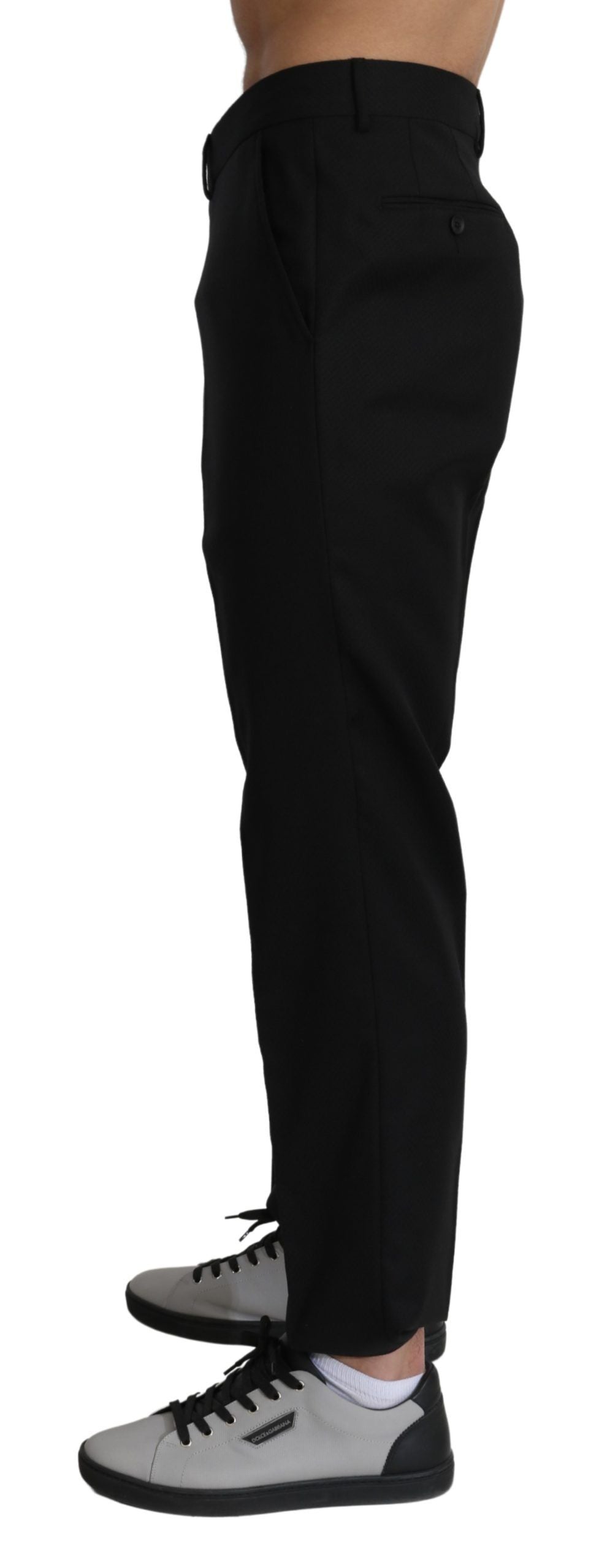 Dolce &amp; Gabbana Black Cotton Wool Formal Dress Pants