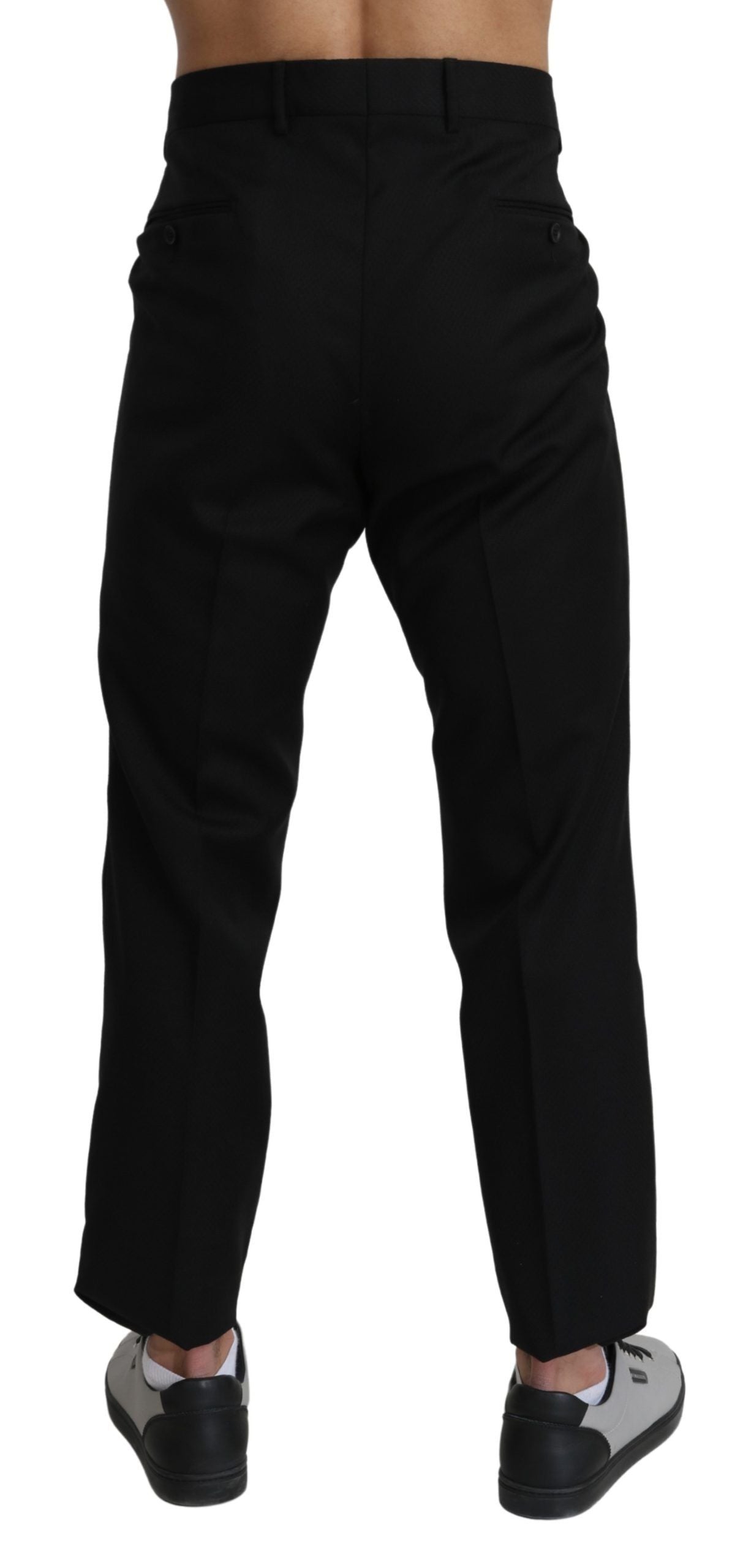 Dolce &amp; Gabbana Black Cotton Wool Formal Dress Pants