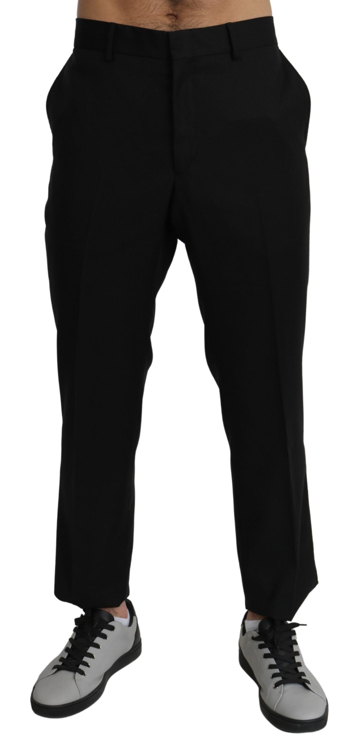 Dolce &amp; Gabbana Black Cotton Wool Formal Dress Pants