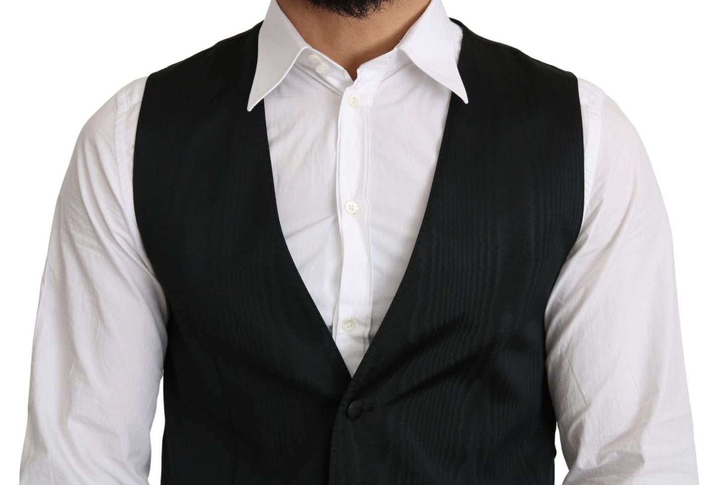 Dolce &amp; Gabbana Grey 100% Silk Formal Coat Vest