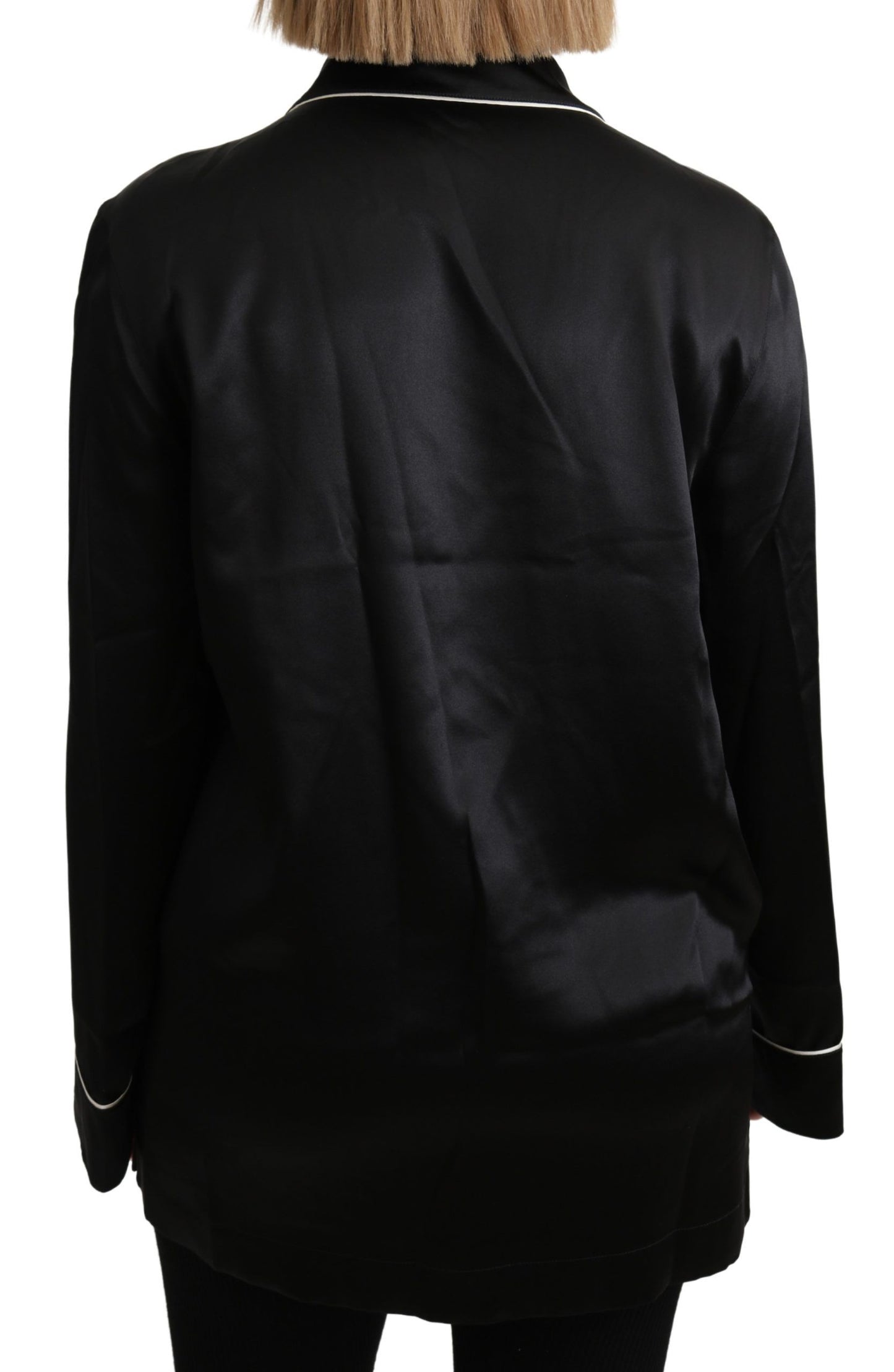 Dolce &amp; Gabbana Black Shirt Silk Stretch Top Blouse