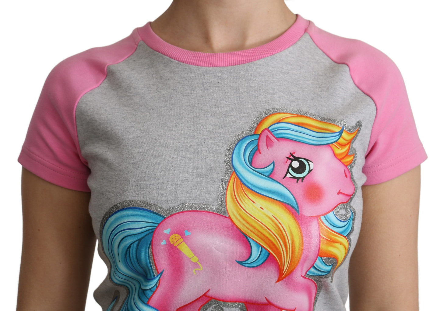 Graues und rosafarbenes Baumwoll-T-Shirt von Moschino mit My Little Pony-Oberteil