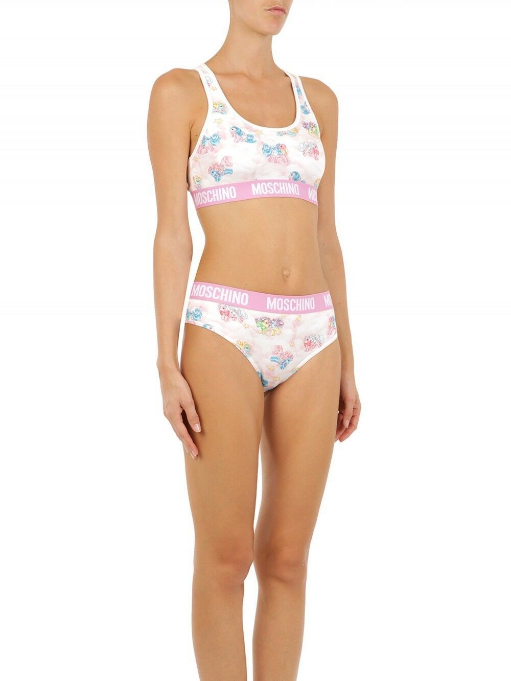 Moschino Weißer zweiteiliger Nachtwäsche-My-Little-Pony-Bikini