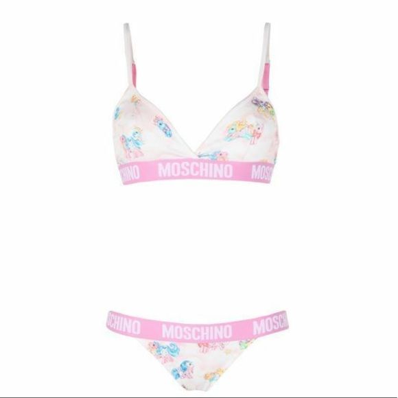 Moschino Weißer My Little Pony BH-Slip-Set, zweiteiliger Bikini