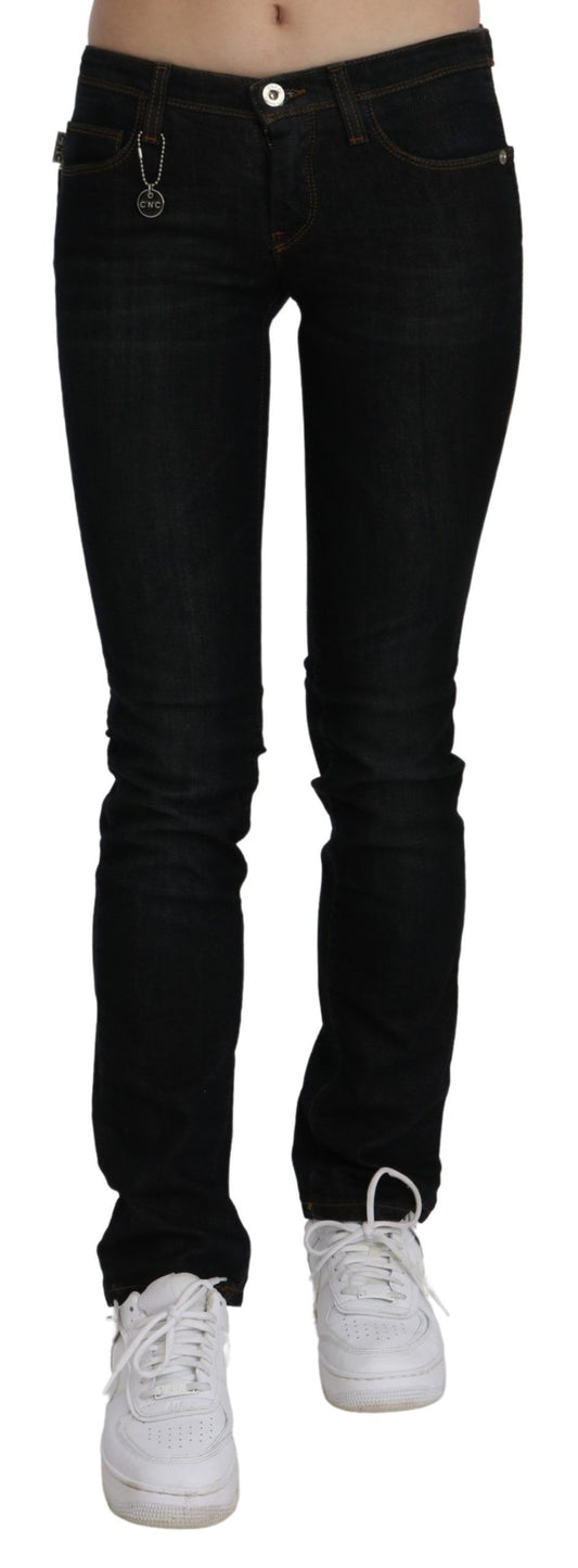 Costume Pambansang Black Mid Waist Skinny Denim Cotton Jeans