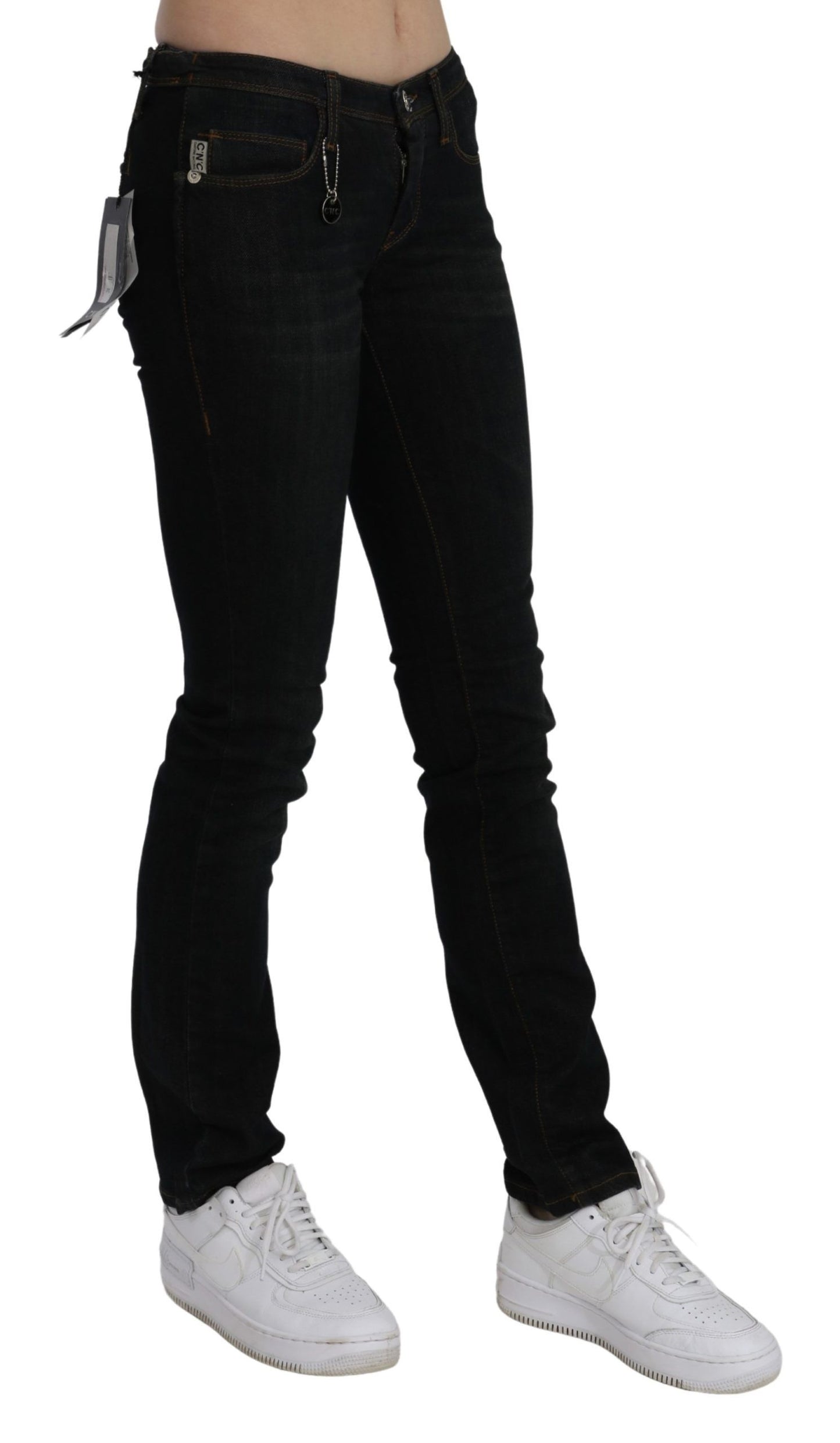 Costume Pambansang Black Mid Waist Skinny Denim Cotton Jeans