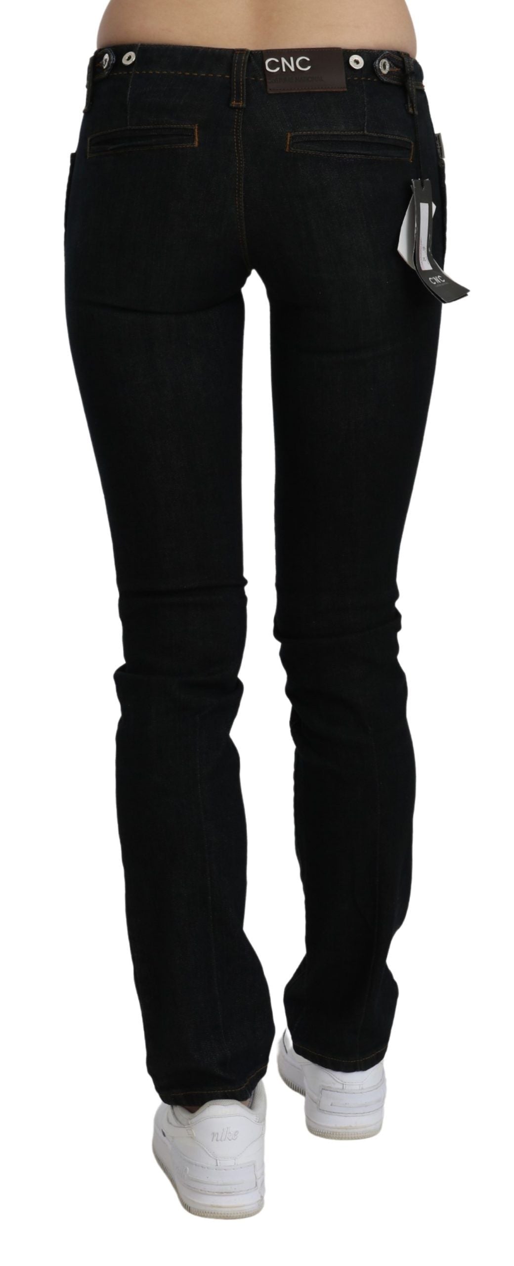 Costume Pambansang Black Mid Waist Skinny Denim Cotton Jeans