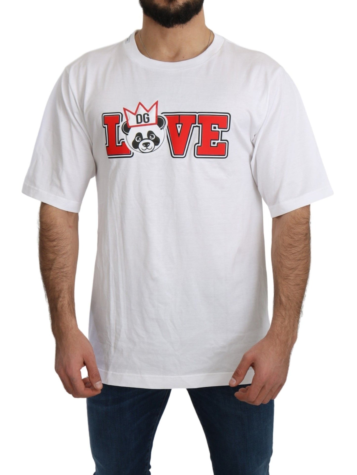 Dolce &amp; Gabbana Weißes T-Shirt mit „Love Panda“-Aufdruck