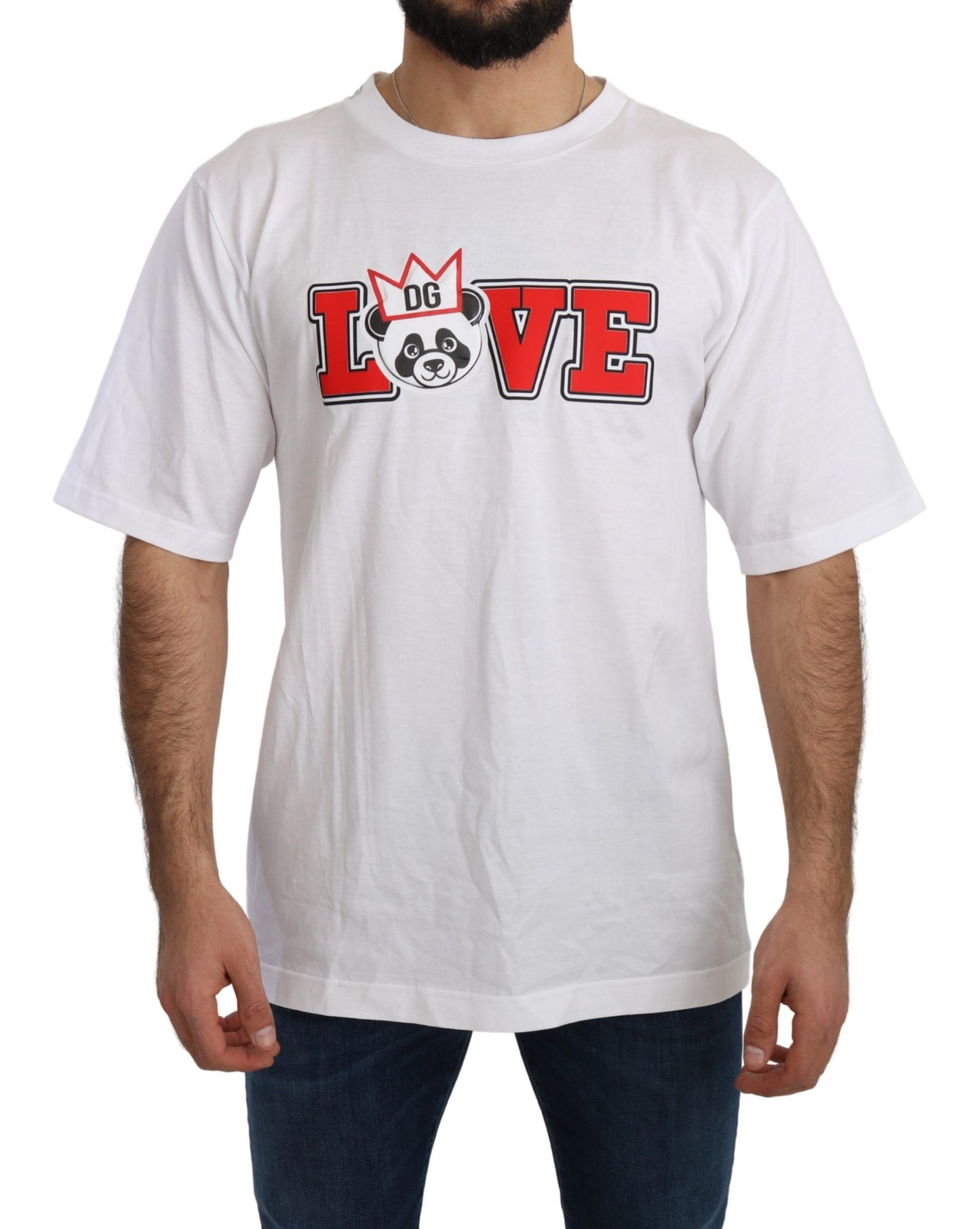 Dolce &amp; Gabbana White Love Panda Print Top T-shirt