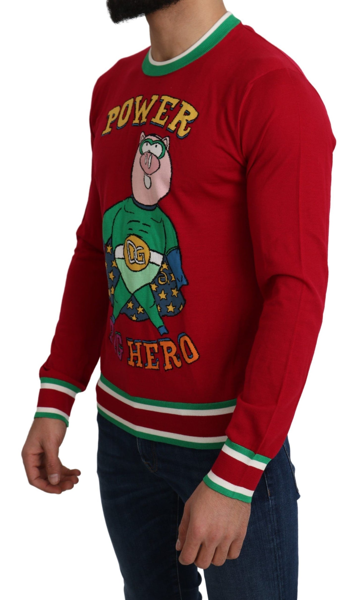 Dolce &amp; Gabbana Red Wool Silk Pig of the Year Sweater