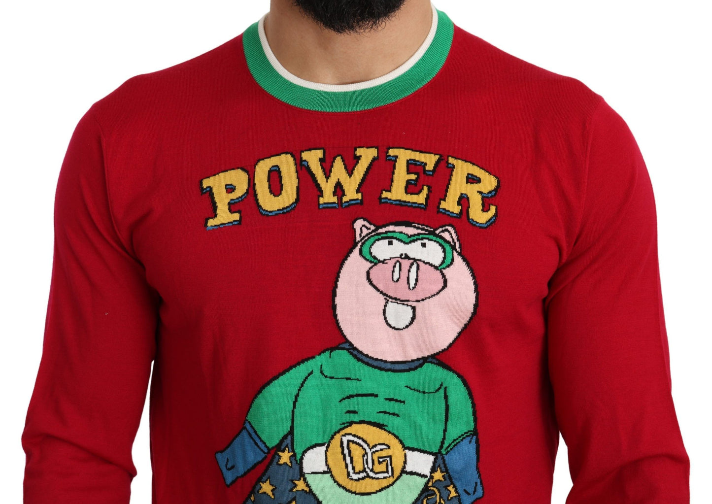 Dolce &amp; Gabbana Pullover „Schwein des Jahres“ aus roter Wolle und Seide