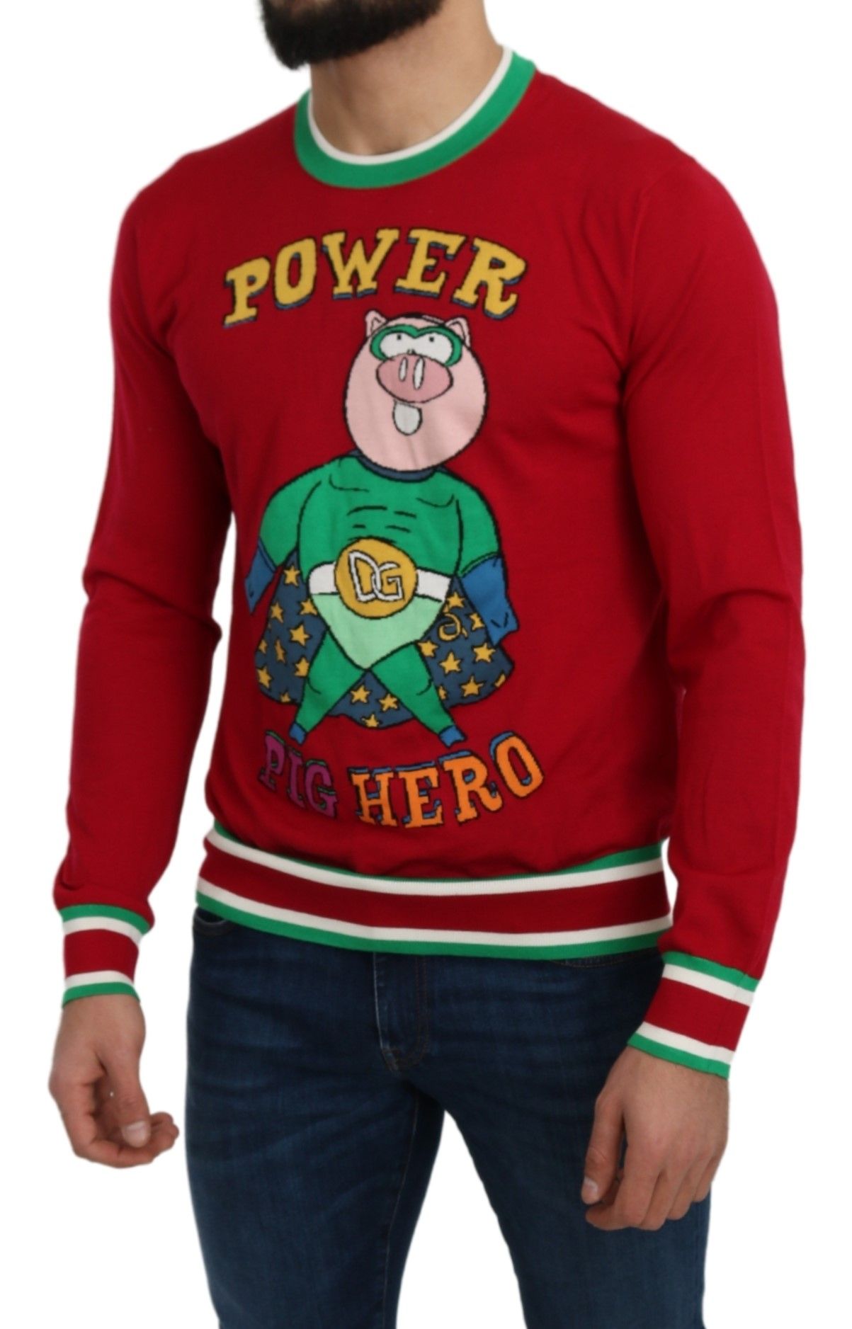 Dolce &amp; Gabbana Red Wool Silk Pig of the Year Sweater