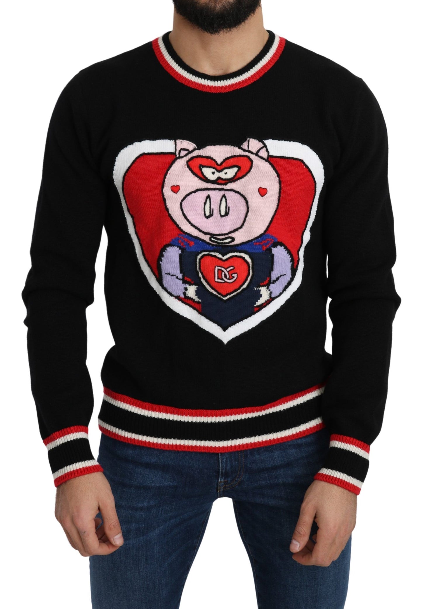 Dolce &amp; Gabbana Black Cashmere Pig of the Year Pullover Sweater