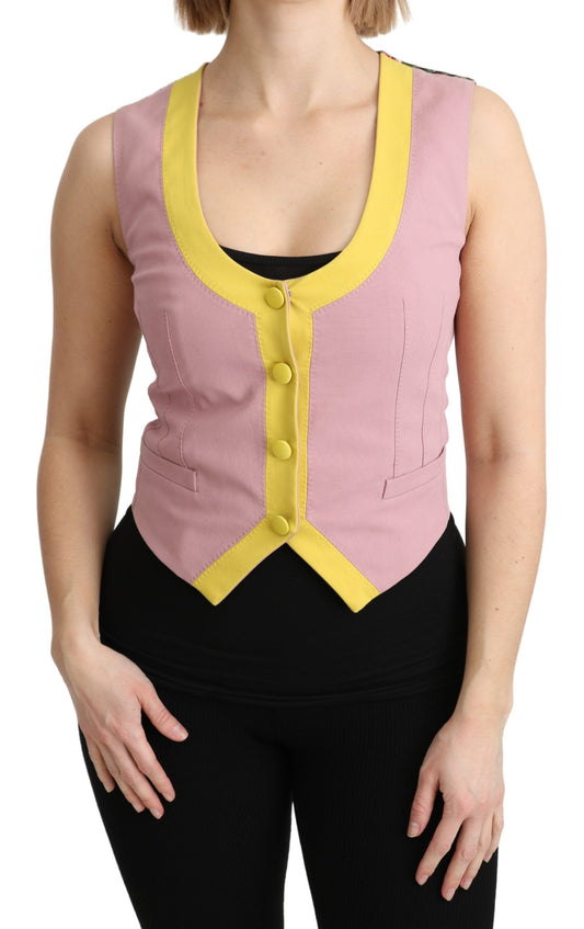 Dolce &amp; Gabbana Pink na Walang Sleeveless Waistcoat Vest Cotton Top