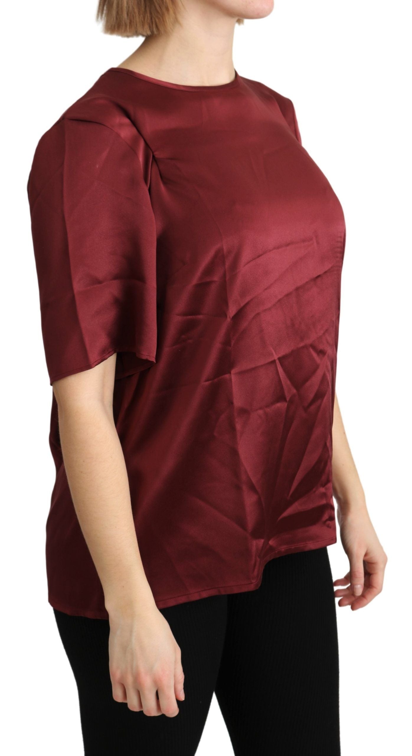 Dolce &amp; Gabbana Bordeaux Roundneck Blouse Silk Top