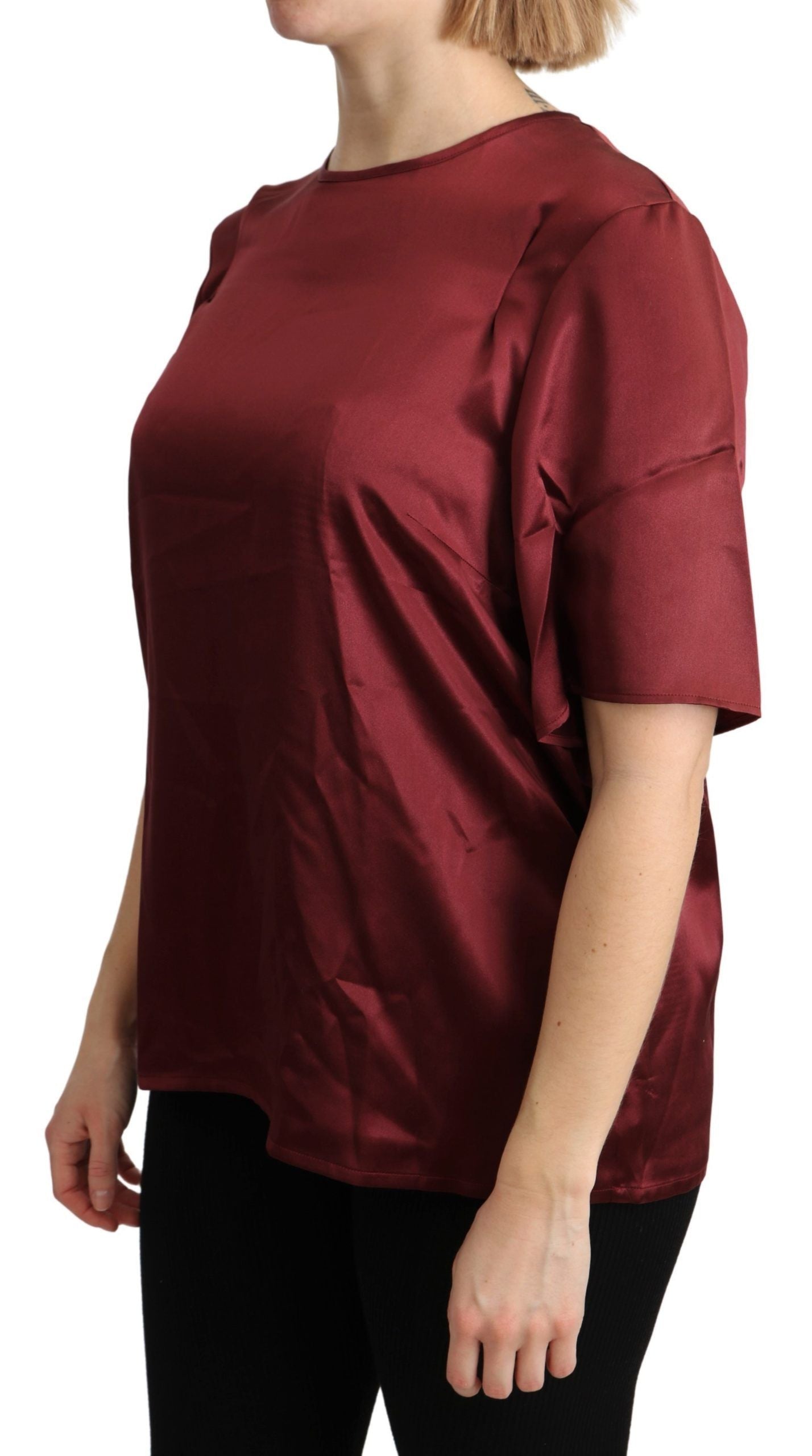 Dolce &amp; Gabbana Bordeaux Roundneck Blouse Silk Top